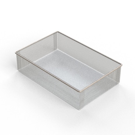 Anysizebasket Light Duty Basket: 12Lx8Wx1H, 304 SS, No Handles, Mesh: 4 x .032 FLB-120080030-N04S